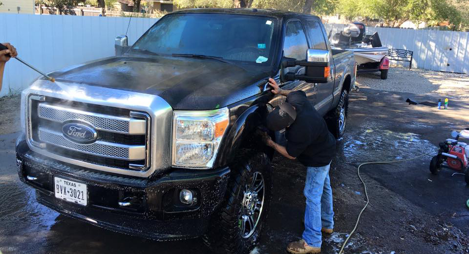 washing and detailing a truck and a boat